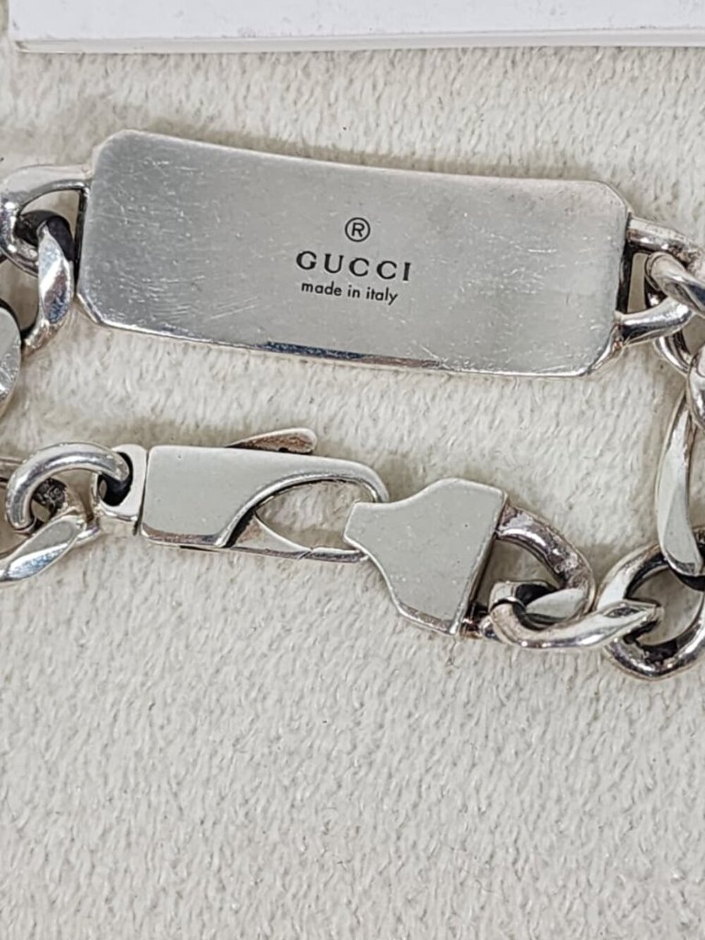 Gucci Sterling Silver GG Signature Bee ID Bracelet